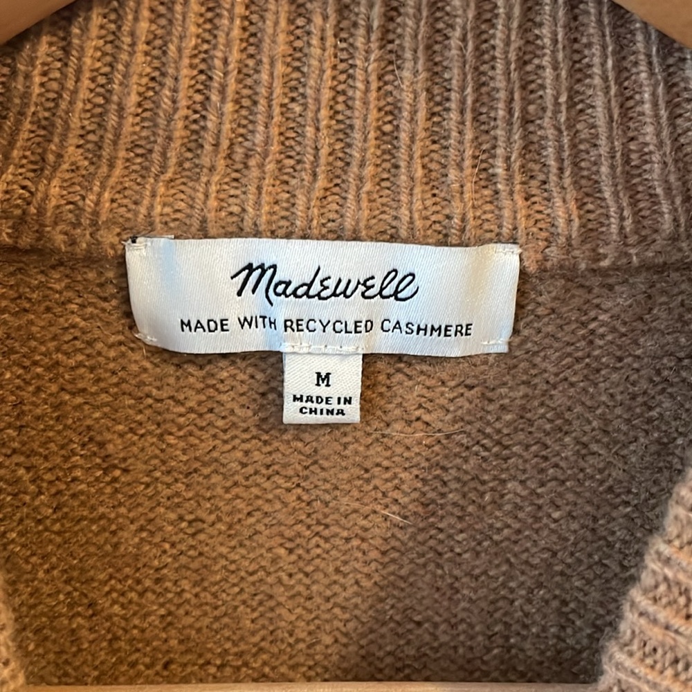 Madewell Camel Long Sleeve Knit Midi Dress in Recycled Cashmere - Picture 11 of 15